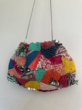 Parfois Beaded Multicolor Patchwork Evening Bag - used in very good condition